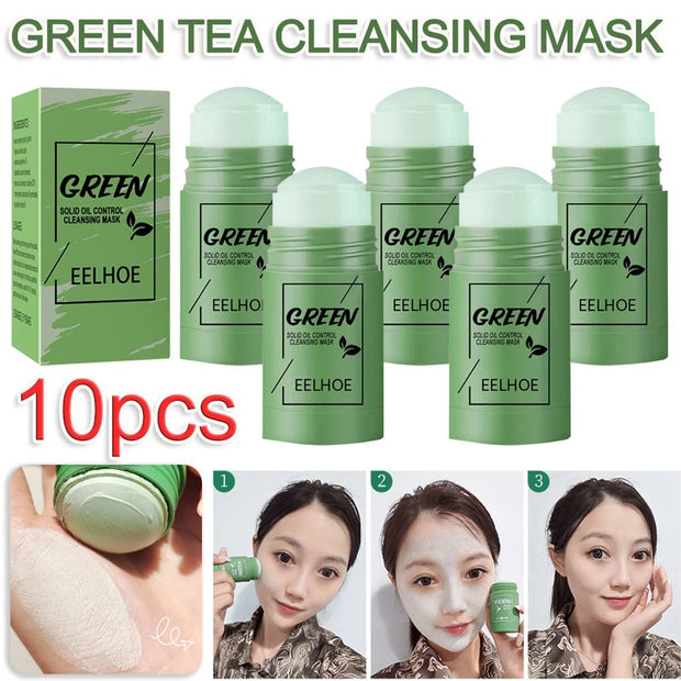 1Pcs Cleansing Green Stick Green Tea Mask Purifying Clay Stick Mask Oil Control Anti - Acne Eggplant Whitening Skin Care Face Mask - My Store