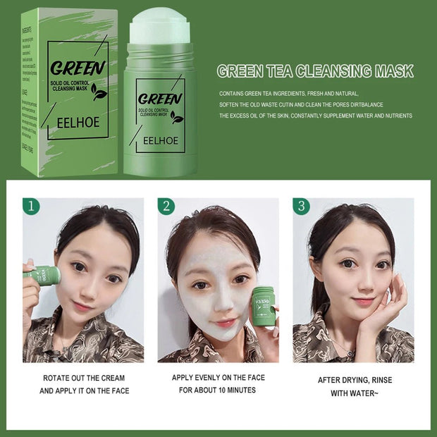 1Pcs Cleansing Green Stick Green Tea Mask Purifying Clay Stick Mask Oil Control Anti - Acne Eggplant Whitening Skin Care Face Mask - My Store