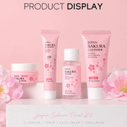 4pcs/Bag Sakura Skin Care Sets Facial Cleanser Face Face Toner Sunscreen Moisturizing Smoothing Nourishing Skincare Product - My Store