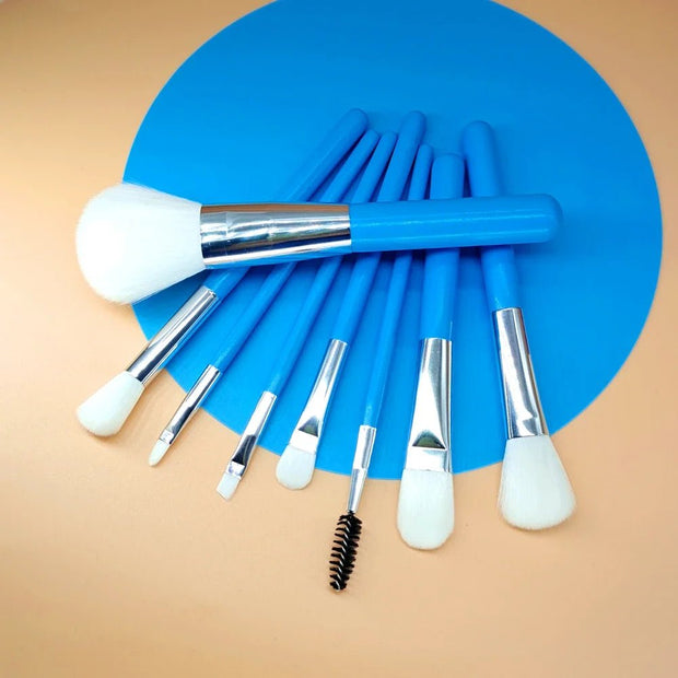Blue Makeup Brushes Set Cosmetic Brush Eyeshadow Eyebrow Eyelash Face Foundation Blush Lips Beauty Make Up Tools and Powder Puff - My Store