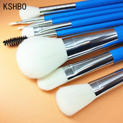 Blue Makeup Brushes Set Cosmetic Brush Eyeshadow Eyebrow Eyelash Face Foundation Blush Lips Beauty Make Up Tools and Powder Puff - My Store