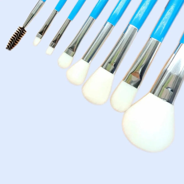 Blue Makeup Brushes Set Cosmetic Brush Eyeshadow Eyebrow Eyelash Face Foundation Blush Lips Beauty Make Up Tools and Powder Puff - My Store