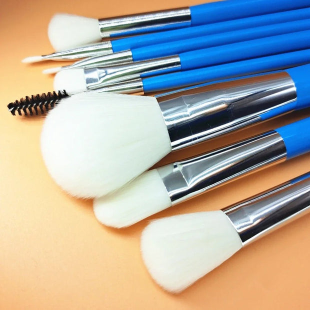 Blue Makeup Brushes Set Cosmetic Brush Eyeshadow Eyebrow Eyelash Face Foundation Blush Lips Beauty Make Up Tools and Powder Puff - My Store