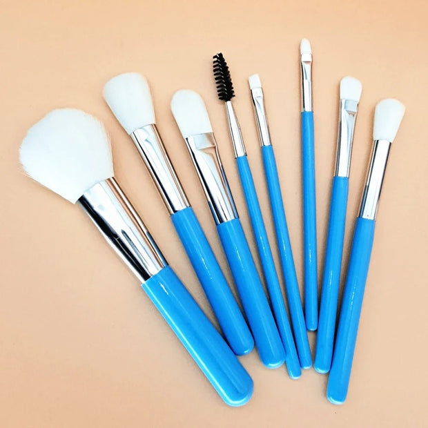 Blue Makeup Brushes Set Cosmetic Brush Eyeshadow Eyebrow Eyelash Face Foundation Blush Lips Beauty Make Up Tools and Powder Puff - My Store