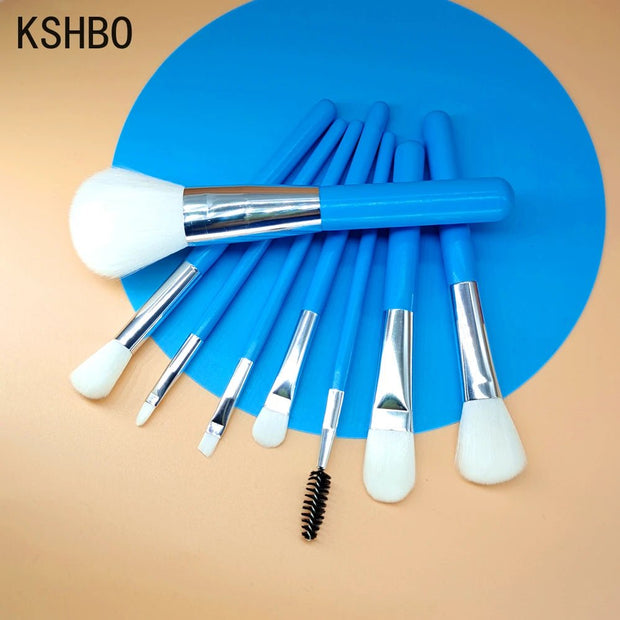 Blue Makeup Brushes Set Cosmetic Brush Eyeshadow Eyebrow Eyelash Face Foundation Blush Lips Beauty Make Up Tools and Powder Puff - My Store