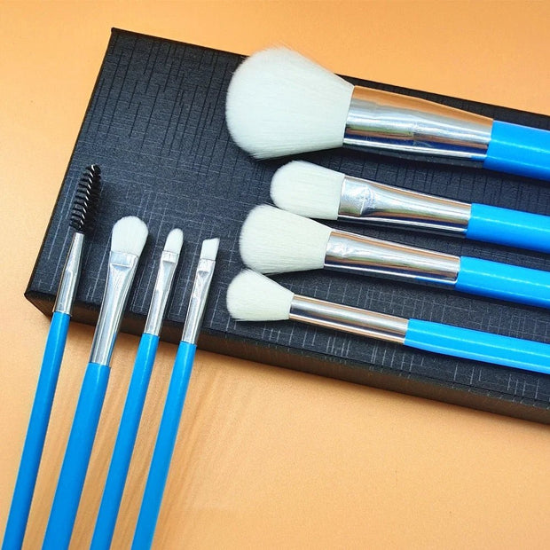 Blue Makeup Brushes Set Cosmetic Brush Eyeshadow Eyebrow Eyelash Face Foundation Blush Lips Beauty Make Up Tools and Powder Puff - My Store