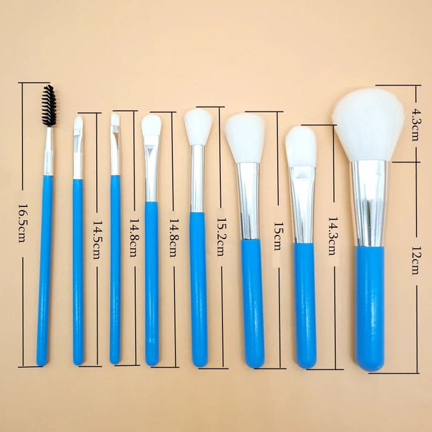 Blue Makeup Brushes Set Cosmetic Brush Eyeshadow Eyebrow Eyelash Face Foundation Blush Lips Beauty Make Up Tools and Powder Puff - My Store