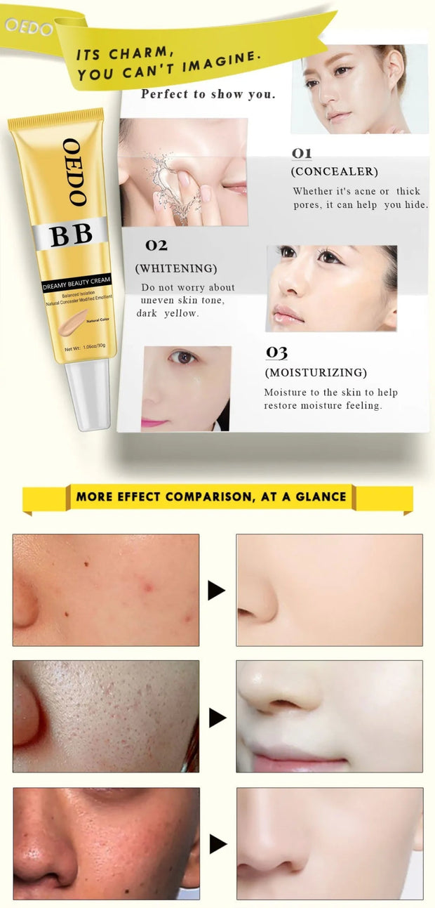 Dreamy Beauty Cream Makeup Natural Concealer BB Cream Face Care Modified Emollient Easy to Wear Sun Block Whitening Cream 30g - My Store
