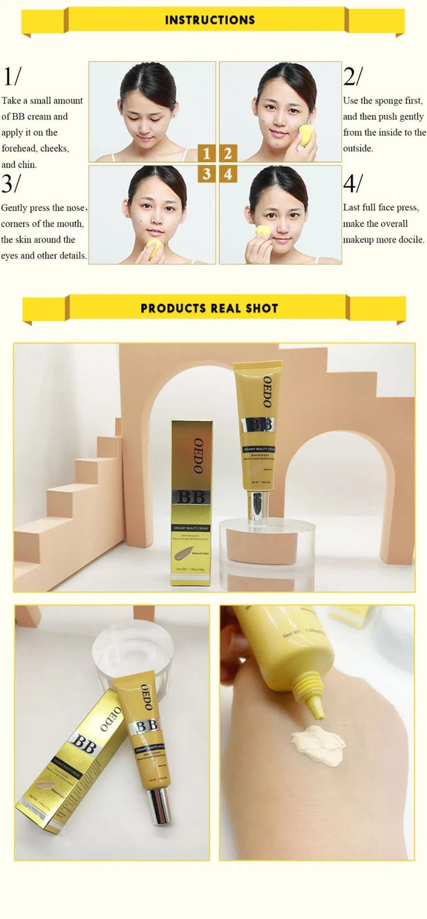 Dreamy Beauty Cream Makeup Natural Concealer BB Cream Face Care Modified Emollient Easy to Wear Sun Block Whitening Cream 30g - My Store