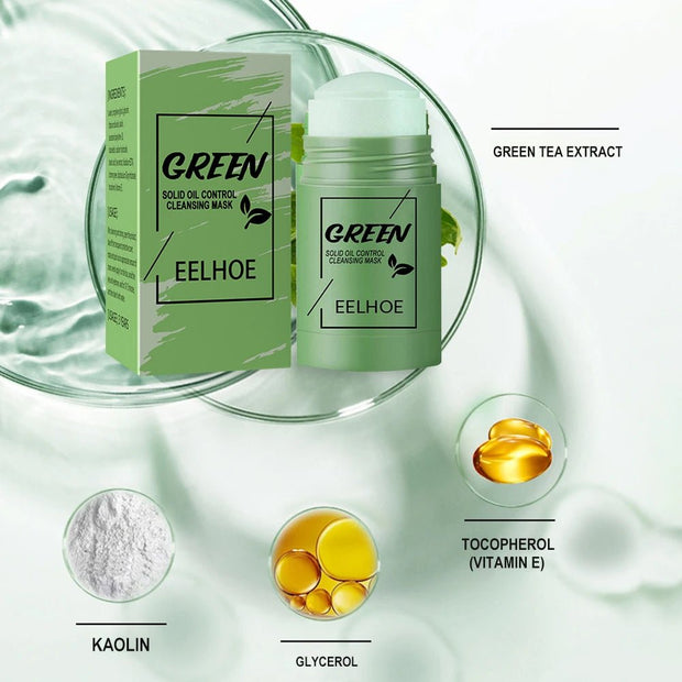 Green Tea Cleansing Mask Deep Cleaning Essence Mud Mask Stick Moisturizing Solid Oil Control Face Treatment Beauty Care Products - My Store