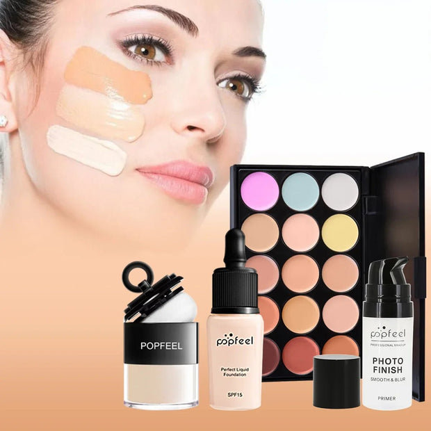 Makeup Box Set Gift Box Eyeshadow Eyeliner Eyebrow Pen Lipstick Lip Gloss Primer Foundation Loose Powder Brushes Puff Cosmetic - My Store