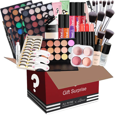 Makeup Box Set Gift Box Eyeshadow Eyeliner Eyebrow Pen Lipstick Lip Gloss Primer Foundation Loose Powder Brushes Puff Cosmetic - My Store