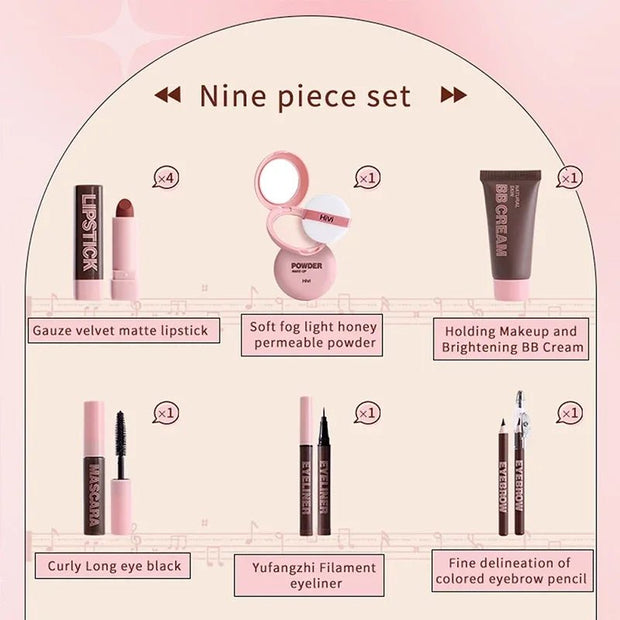 Makeup Case Gift Set Makeup Gift For Girls High Pigmented Lip Gloss BB Cream Eye Shadow Blush Concealer Eyebrow Pencil Cosmetics - My Store