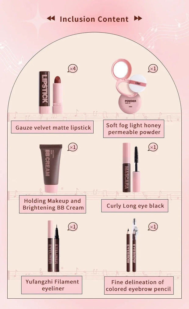 Makeup Case Gift Set Makeup Gift For Girls High Pigmented Lip Gloss BB Cream Eye Shadow Blush Concealer Eyebrow Pencil Cosmetics - My Store