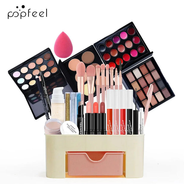 Makeup Kit Full Set All in One Eye Shadow Eyebrow Lipstick Mascara Contour Powder Brush Sets Gift for Women Cosmetics Makeup - My Store