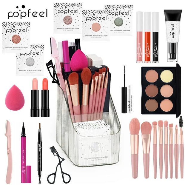 Makeup Kit Full Set All in One Eye Shadow Eyebrow Lipstick Mascara Contour Powder Brush Sets Gift for Women Cosmetics Makeup - My Store