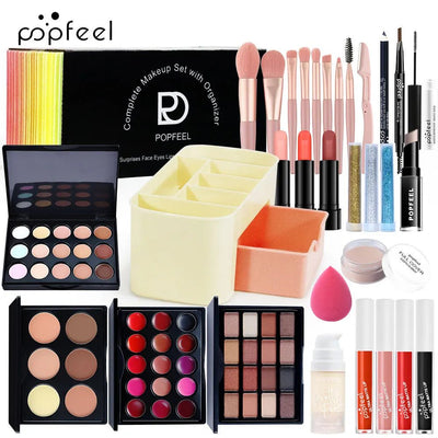 Makeup Kit Full Set All in One Eye Shadow Eyebrow Lipstick Mascara Contour Powder Brush Sets Gift for Women Cosmetics Makeup - My Store