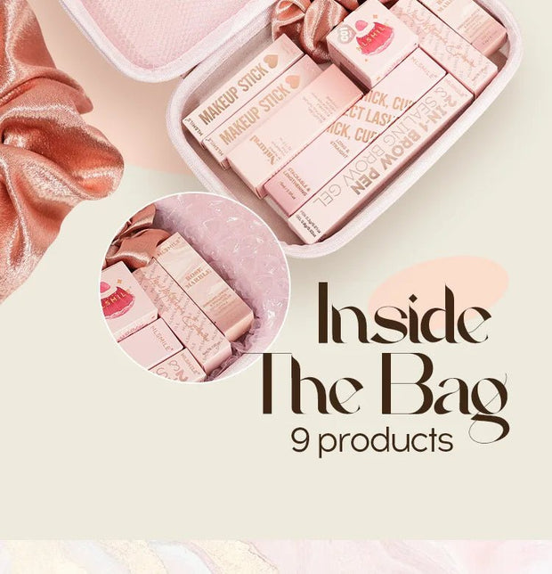 Makeup Kit With Organize Case Lipstick Contour Highlight Liquid Eyeshadow Lip Mud Eyebrow Pencil Mascara Women Cosmetics Set - My Store