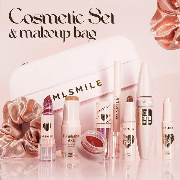 Makeup Kit With Organize Case Lipstick Contour Highlight Liquid Eyeshadow Lip Mud Eyebrow Pencil Mascara Women Cosmetics Set - My Store