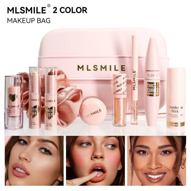 Makeup Kit With Organize Case Lipstick Contour Highlight Liquid Eyeshadow Lip Mud Eyebrow Pencil Mascara Women Cosmetics Set - My Store