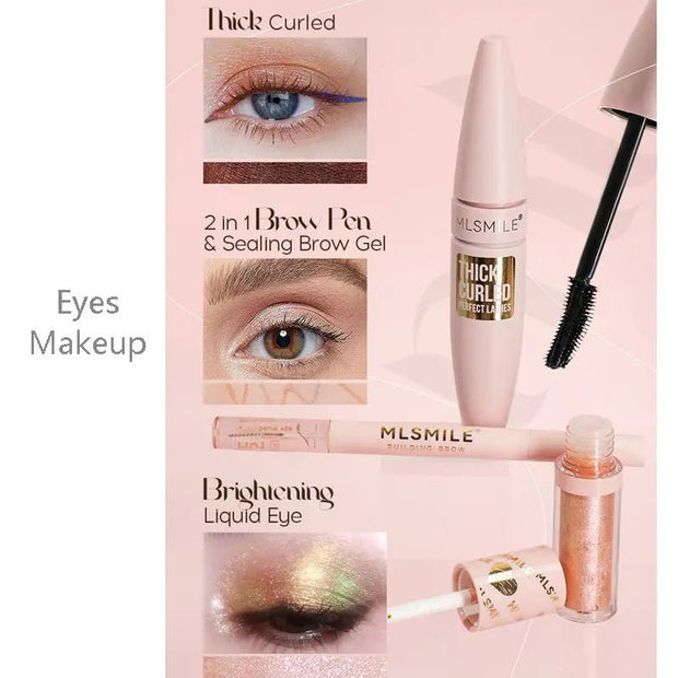 Makeup Kit With Organize Case Lipstick Contour Highlight Liquid Eyeshadow Lip Mud Eyebrow Pencil Mascara Women Cosmetics Set - My Store