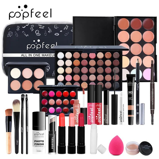 Makeup Kit Women Cosmetics Set Eyeshadow Lipstick Lip Gloss Eyebrow Pencil Eyeliner Concealer Foundation Mascara Makeup Brushes - My Store