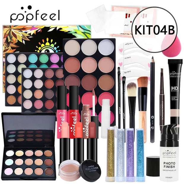 Makeup Kit Women Cosmetics Set Eyeshadow Lipstick Lip Gloss Eyebrow Pencil Eyeliner Concealer Foundation Mascara Makeup Brushes - My Store