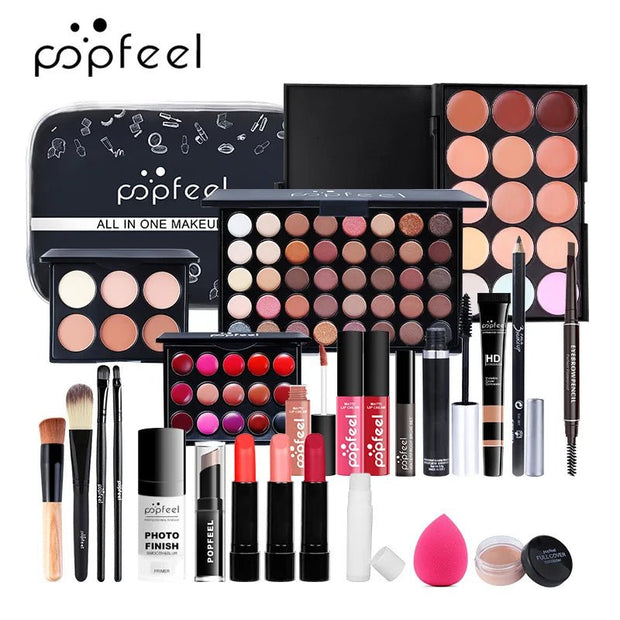Makeup Kit Women Cosmetics Set Eyeshadow Lipstick Lip Gloss Eyebrow Pencil Eyeliner Concealer Foundation Mascara Makeup Brushes - My Store