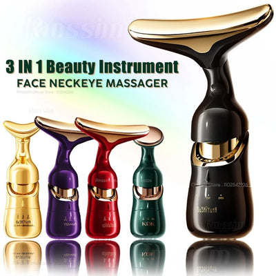 New Face Slimmer EMS Beauty Instrument Skin 3 In 1 Facial Lifting Device Neck Eye Massage Tightening Aging Facial Massager - My Store