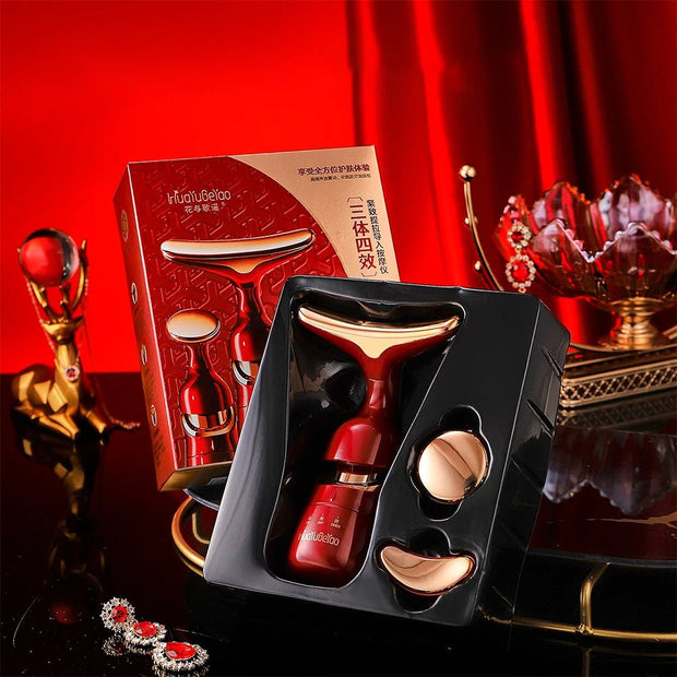 New Face Slimmer EMS Beauty Instrument Skin 3 In 1 Facial Lifting Device Neck Eye Massage Tightening Aging Facial Massager - My Store