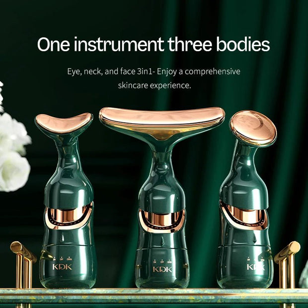 New Face Slimmer EMS Beauty Instrument Skin 3 In 1 Facial Lifting Device Neck Eye Massage Tightening Aging Facial Massager - My Store