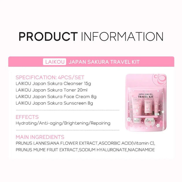 Sakura Skin Care Sets & Kits With Cleanser,Serum,Eye Cream,essence Cream Beauty Products For Women Gift Sets Routine Travel Kit - My Store