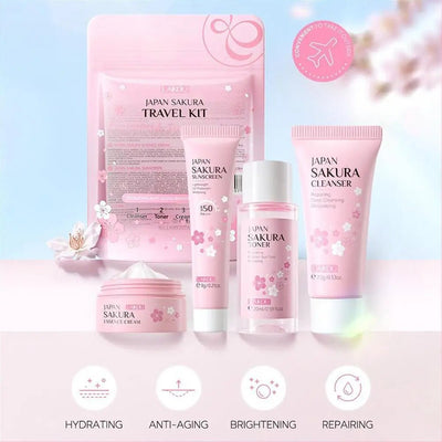 Sakura Skin Care Sets & Kits With Cleanser,Serum,Eye Cream,essence Cream Beauty Products For Women Gift Sets Routine Travel Kit - My Store