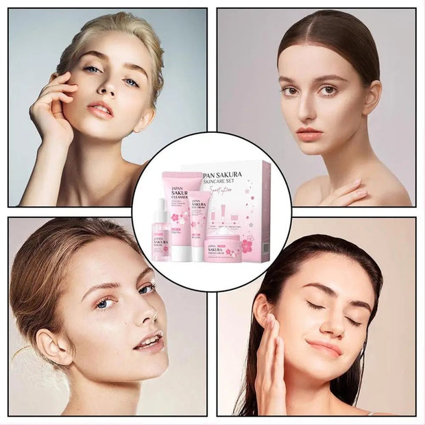 Sakura Skin Care Sets & Kits With Cleanser,Serum,Eye Cream,essence Cream Beauty Products For Women Gift Sets Routine Travel Kit - My Store