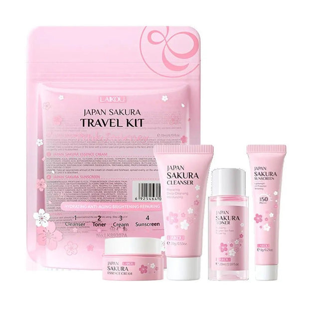 Sakura Skin Care Sets & Kits With Cleanser,Serum,Eye Cream,essence Cream Beauty Products For Women Gift Sets Routine Travel Kit - My Store