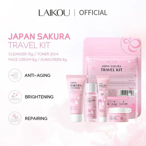 Sakura Skin Care Sets & Kits With Cleanser,Serum,Eye Cream,essence Cream Beauty Products For Women Gift Sets Routine Travel Kit - My Store