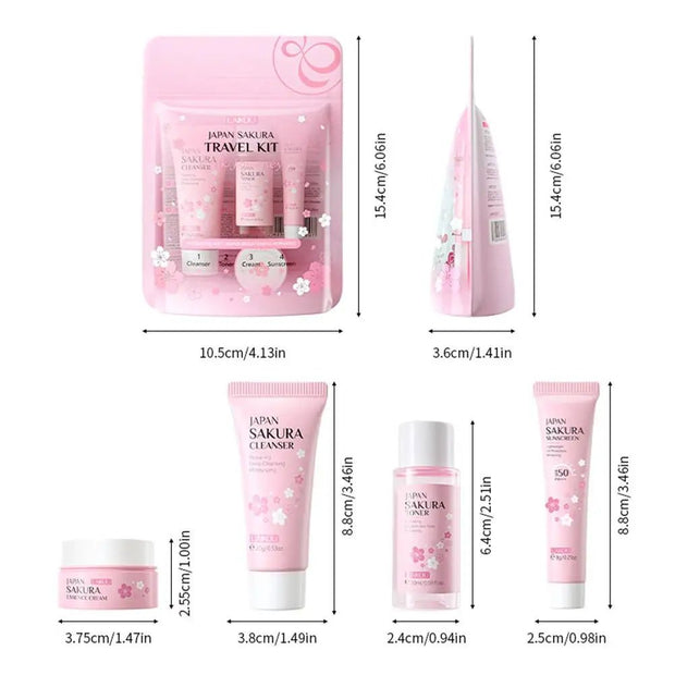 Sakura Skin Care Sets & Kits With Cleanser,Serum,Eye Cream,essence Cream Beauty Products For Women Gift Sets Routine Travel Kit - My Store