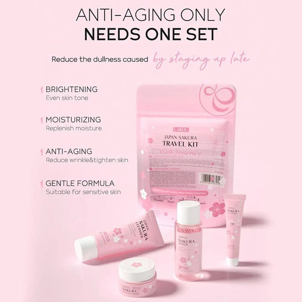Sakura Skin Care Sets & Kits With Cleanser,Serum,Eye Cream,essence Cream Beauty Products For Women Gift Sets Routine Travel Kit - My Store