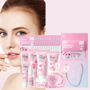 SAKURA Skincare Set Complete Facial Care Including Eye Cream, Cleanser, Facial Oil, Lip Mask, PeelOff Mask Moisturizing For ALL - My Store