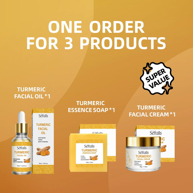 Séfralls Turmeric Skincare Set for All Skin TypesFirming moisturising deep cleansing anti - wrinkle nourishing blemish reduction - My Store