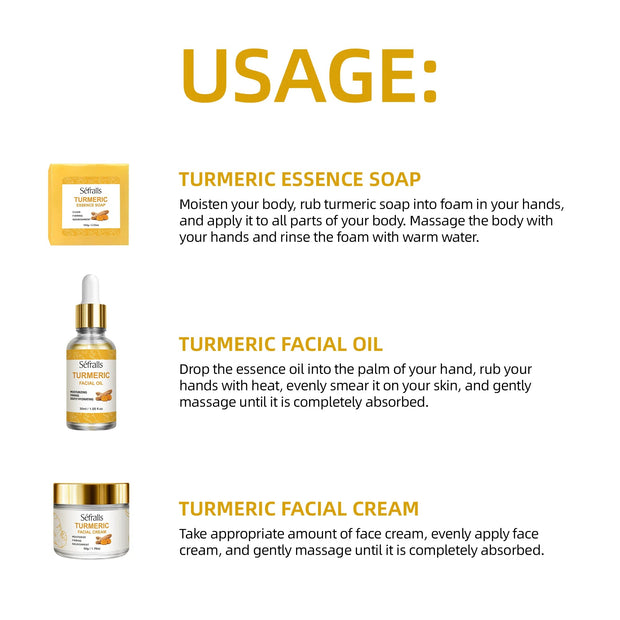 Séfralls Turmeric Skincare Set for All Skin TypesFirming moisturising deep cleansing anti - wrinkle nourishing blemish reduction - My Store